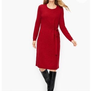 Talbots Plus red metallic Side Tie Shimmer sweater shift Dress Size 1X EUC Party